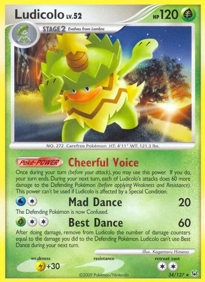 Ludicolo - Platinum - ilustração de Kagemaru Himeno
