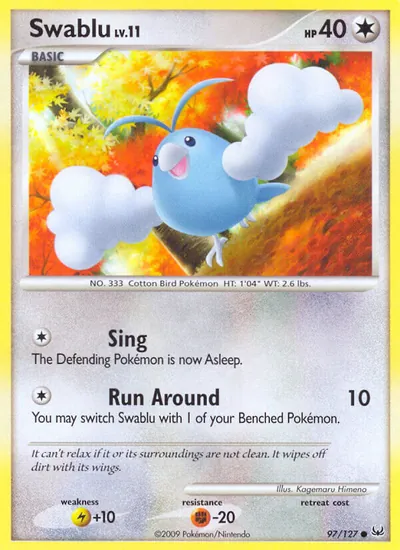 Swablu - Platinum - ilustração de Kagemaru Himeno
