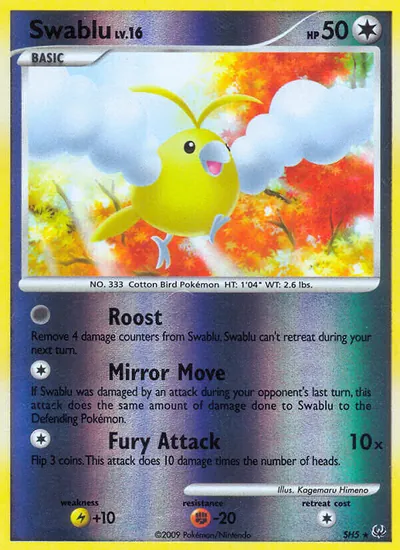 Swablu - Platinum - ilustração de Kagemaru Himeno
