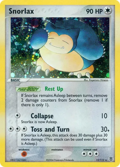 Snorlax - FireRed & LeafGreen - ilustração de Kagemaru Himeno