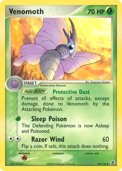Venomoth - FireRed & LeafGreen - ilustração de Kagemaru Himeno