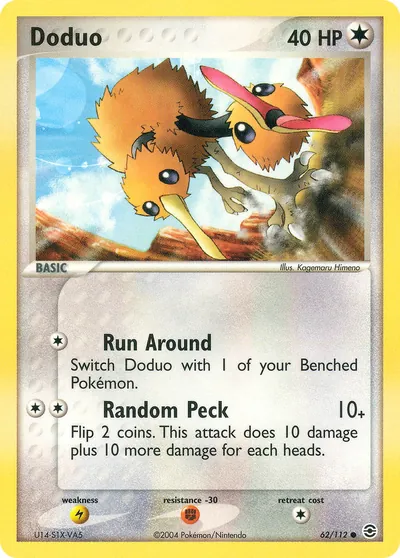 Doduo - FireRed & LeafGreen - ilustração de Kagemaru Himeno