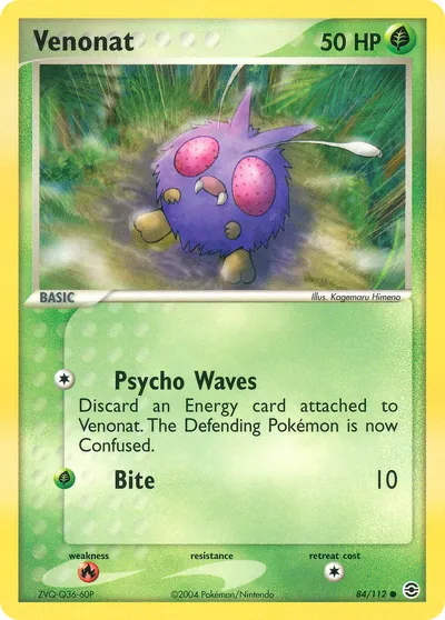Venonat - FireRed & LeafGreen - ilustração de Kagemaru Himeno