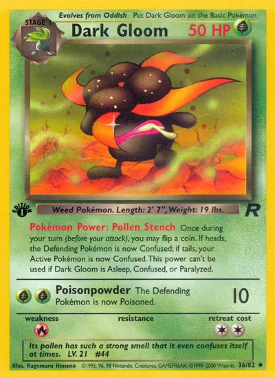 Dark Gloom - Team Rocket - ilustração de Kagemaru Himeno