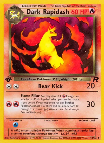 Dark Rapidash - Team Rocket - ilustração de Kagemaru Himeno