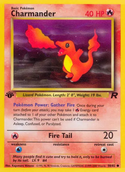 Charmander - Team Rocket - ilustração de Kagemaru Himeno