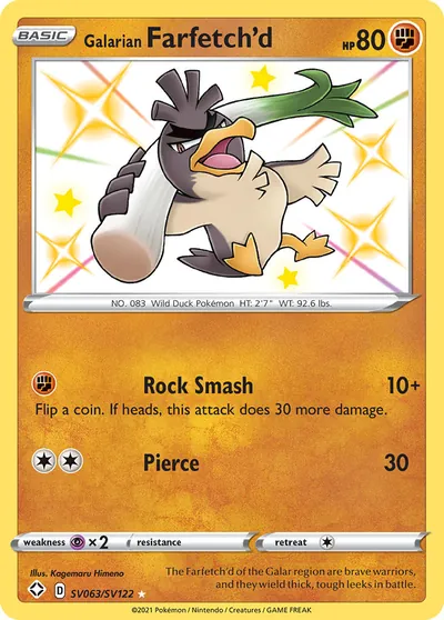 Galarian Farfetch’d - Destinos Brilhantes - ilustração de Kagemaru Himeno
