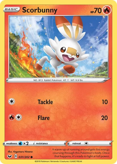 Scorbunny - Espada e Escudo - ilustração de Kagemaru Himeno