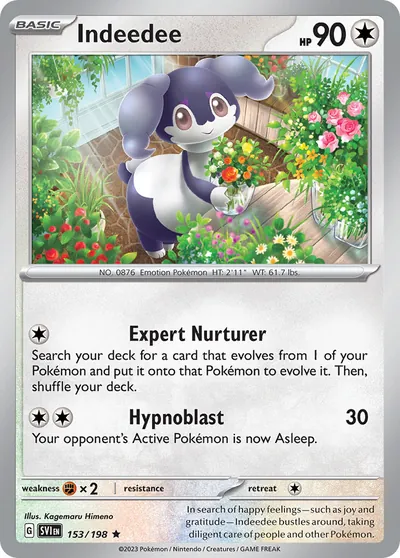 Indeedee - Escarlate e Violeta - ilustração de Kagemaru Himeno