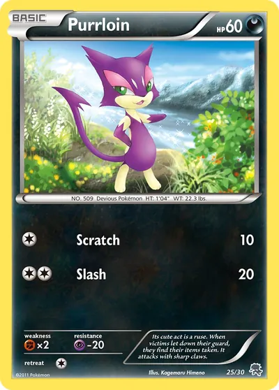 Purrloin - Black & White Trainer Kit: Zoroark - ilustração de Kagemaru Himeno