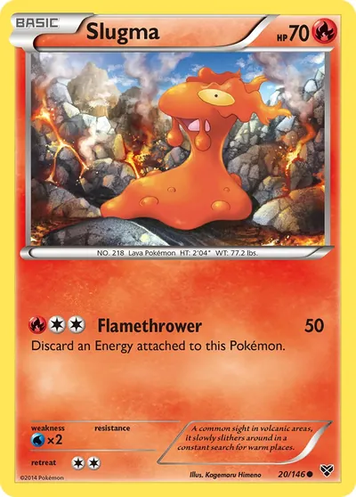 Slugma - XY - ilustração de Kagemaru Himeno