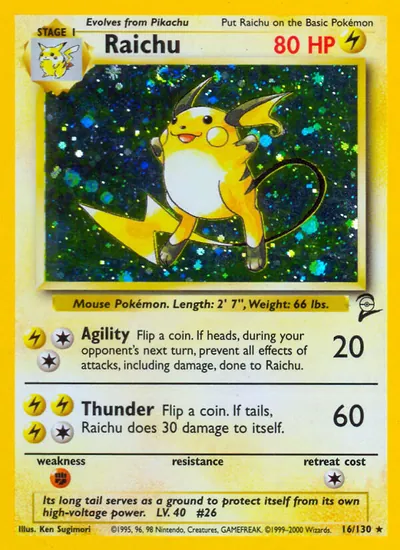 Raichu - Base Set 2 - ilustração de Ken Sugimori