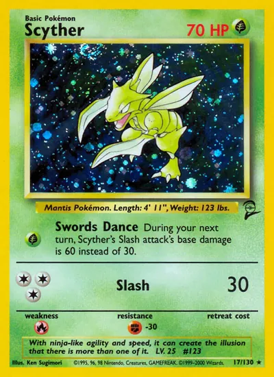 Scyther - Base Set 2 - ilustração de Ken Sugimori