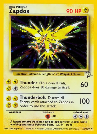 Zapdos - Base Set 2 - ilustração de Ken Sugimori
