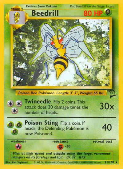 Beedrill - Base Set 2 - ilustração de Ken Sugimori