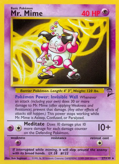 Mr. Mime - Base Set 2 - ilustração de Ken Sugimori