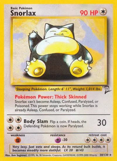 Snorlax - Base Set 2 - ilustração de Ken Sugimori