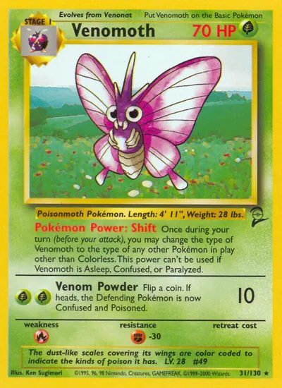 Venomoth - Base Set 2 - ilustração de Ken Sugimori