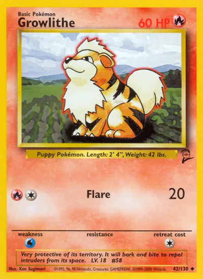 Growlithe - Base Set 2 - ilustração de Ken Sugimori