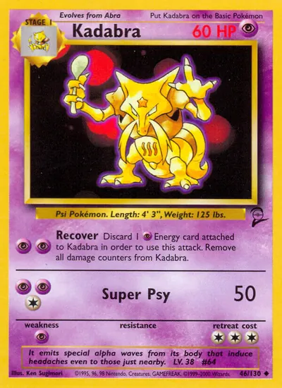 Kadabra - Base Set 2 - ilustração de Ken Sugimori