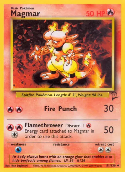 Magmar - Base Set 2 - ilustração de Ken Sugimori