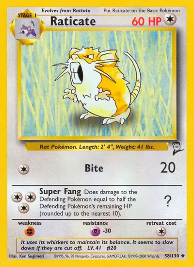 Raticate - Base Set 2 - ilustração de Ken Sugimori