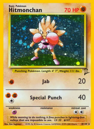 Hitmonchan - Base Set 2 - ilustração de Ken Sugimori