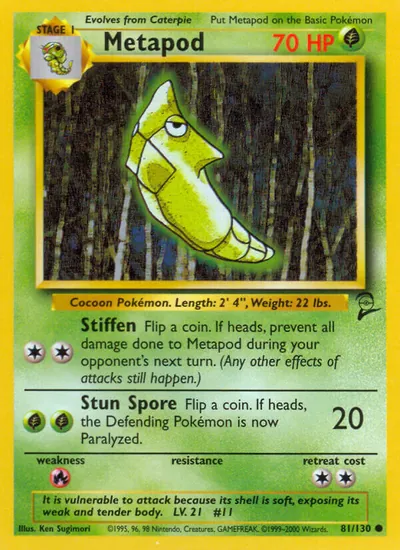 Metapod - Base Set 2 - ilustração de Ken Sugimori
