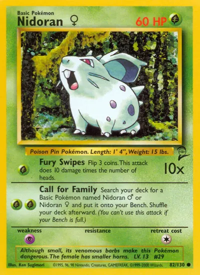 Nidoran Fêmea - Base Set 2 - ilustração de Ken Sugimori