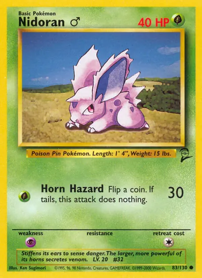 Nidoran Macho - Base Set 2 - ilustração de Ken Sugimori