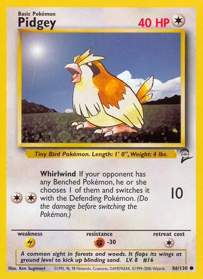 Pidgey - Base Set 2 - ilustração de Ken Sugimori