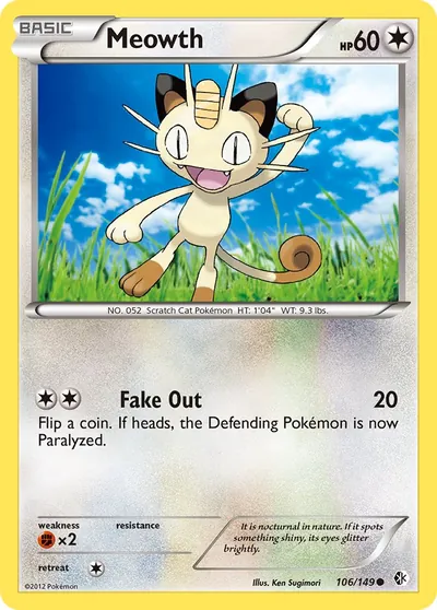 Meowth - Fronteiras Cruzadas - ilustração de Ken Sugimori