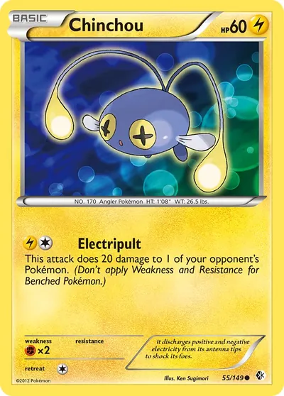 Chinchou - Fronteiras Cruzadas - ilustração de Ken Sugimori