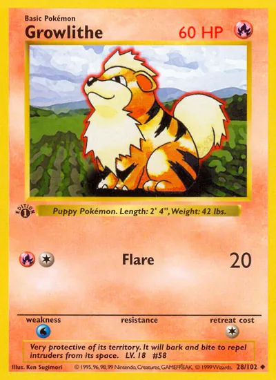 Growlithe - Coleção Básica - ilustração de Ken Sugimori