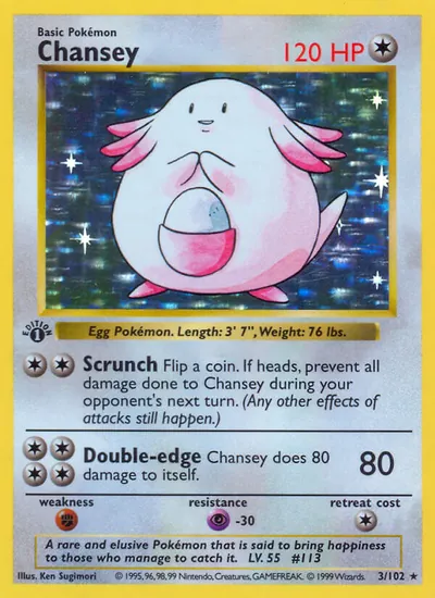 Chansey - Coleção Básica - ilustração de Ken Sugimori