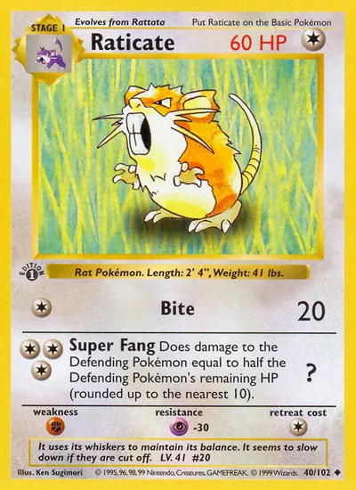 Raticate - Coleção Básica - ilustração de Ken Sugimori