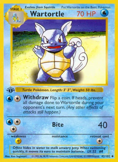 Wartortle - Coleção Básica - ilustração de Ken Sugimori