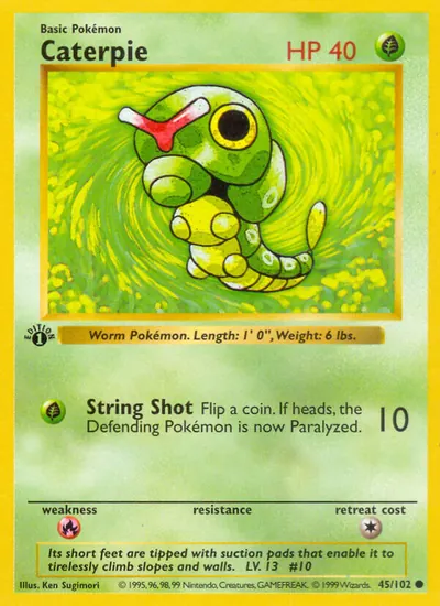 Caterpie - Coleção Básica - ilustração de Ken Sugimori