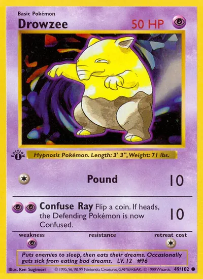 Drowzee - Coleção Básica - ilustração de Ken Sugimori
