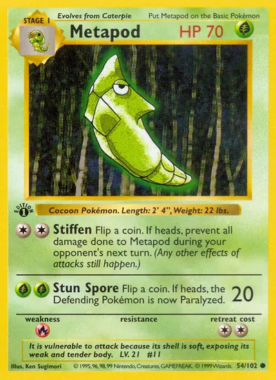 Metapod - Coleção Básica - ilustração de Ken Sugimori