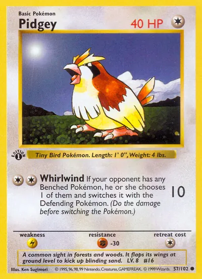 Pidgey - Coleção Básica - ilustração de Ken Sugimori