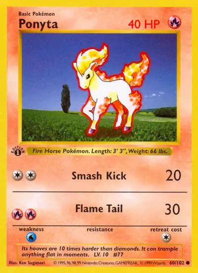 Ponyta - Coleção Básica - ilustração de Ken Sugimori