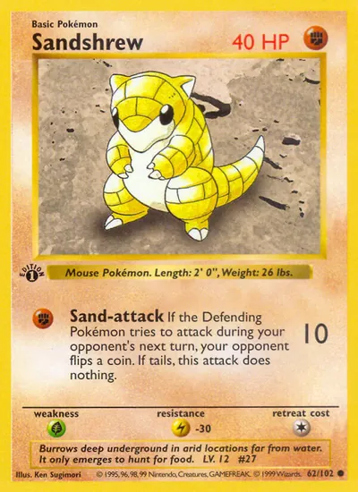 Sandshrew - Coleção Básica - ilustração de Ken Sugimori