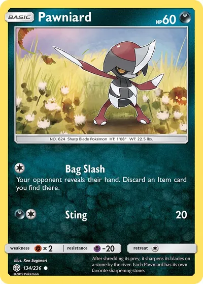 Pawniard - Eclipse Cósmico - ilustração de Ken Sugimori