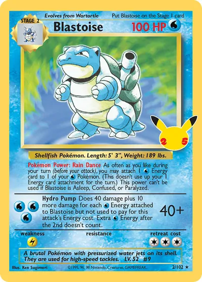 Blastoise - Celebrações - ilustração de Ken Sugimori