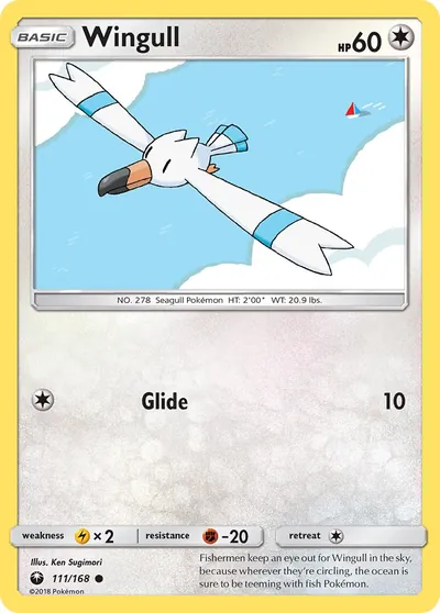 Wingull - Tempestade Celestial - ilustração de Ken Sugimori