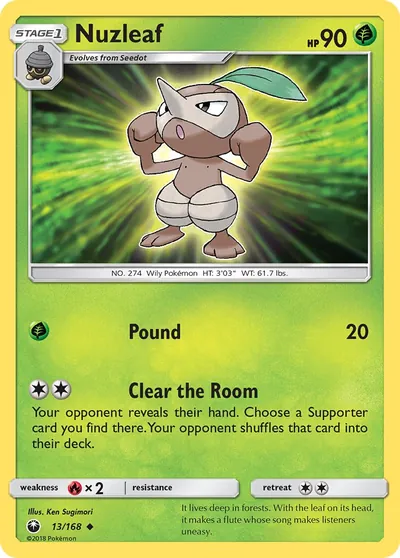 Nuzleaf - Tempestade Celestial - ilustração de Ken Sugimori