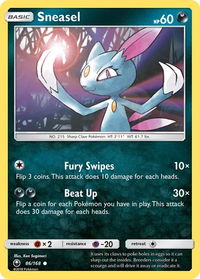Sneasel - Tempestade Celestial - ilustração de Ken Sugimori