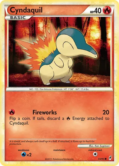 Cyndaquil - Chamado das Lendas - ilustração de Ken Sugimori
