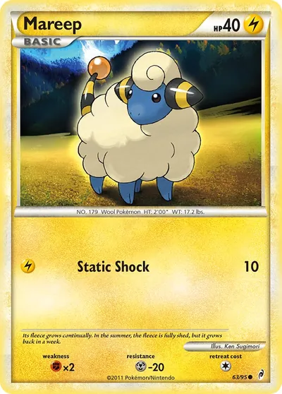 Mareep - Chamado das Lendas - ilustração de Ken Sugimori
